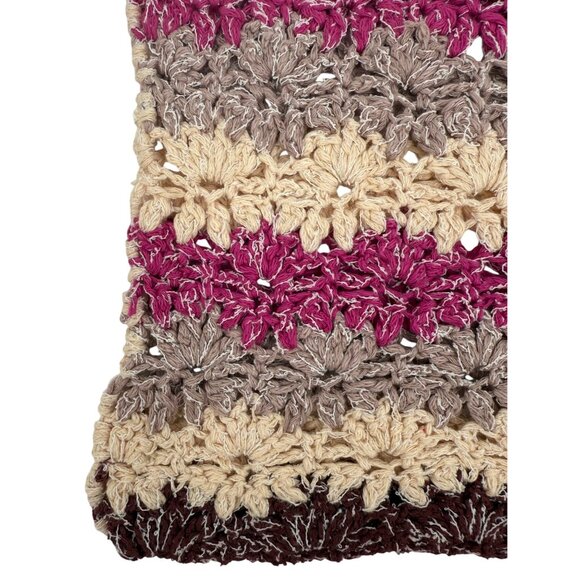 Anthropologie Crochet Pink & Neutral Tone Striped Boho Crop Top - Picture 10 of 16